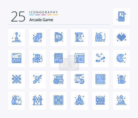 Ilustración de Arcade 25 Blue Color icon pack including ghost. game. play. fun. play - Imagen libre de derechos