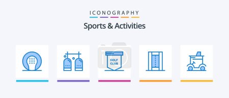 Téléchargez les illustrations : Sports and Activities Blue 5 Icon Pack Including game. activities. gas. sports. golf club. Creative Icons Design - en licence libre de droit