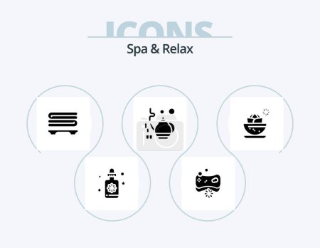 Ilustración de Spa And Relax Glyph Icon Pack 5 Icon Design. . teapot . spa. tea . wellness - Imagen libre de derechos