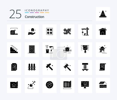 Illustration for Construction 25 Solid Glyph icon pack including building. construction. window. architecture. bricks - Royalty Free Image