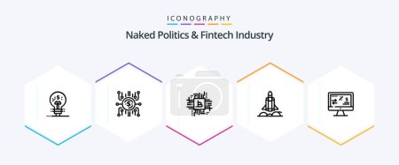 Illustration for Naked Politics And Fintech Industry 25 Line icon pack including startup. bussiness. funding. unicorn startup. finance - Royalty Free Image