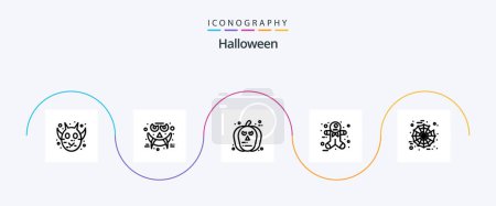 Téléchargez les illustrations : Pack d'icônes Halloween Line 5 Y compris web. halloween. visage. Halloween effrayant. gingembre - en licence libre de droit