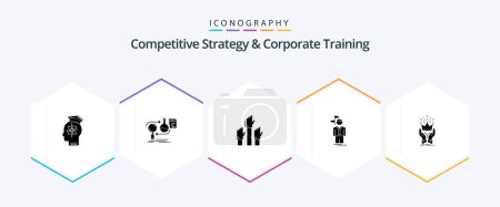 Illustration for Competitive Strategy And Corporate Training 25 Glyph icon pack including choose. arrow. development. intent. desire - Royalty Free Image