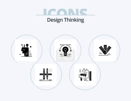 Ilustración de Design Thinking Glyph Icon Pack 5 Icon Design. solution. bulb. brush. stationary. mind - Imagen libre de derechos
