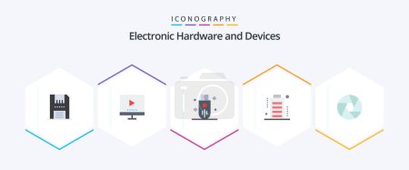 Illustration for Devices 25 Flat icon pack including devices. battery. tv. storage. outline - Royalty Free Image
