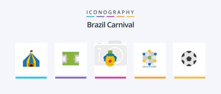 Illustration for Brazil Carnival Flat 5 Icon Pack Including circus. joker. field. celebration. brazilian. Creative Icons Design - Royalty Free Image