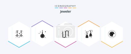 Illustration for Jewellery 25 Glyph icon pack including diamond. jewelry. watch accessorize. earrings. jewelry - Royalty Free Image