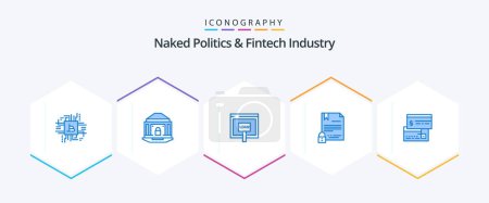 Illustration for Naked Politics And Fintech Industry 25 Blue icon pack including digital. electronic signature. lock. online. loan - Royalty Free Image