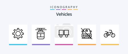 Illustration for Vehicles Line 5 Icon Pack Including complete. car. plus. lift truck. forklift. Creative Icons Design - Royalty Free Image