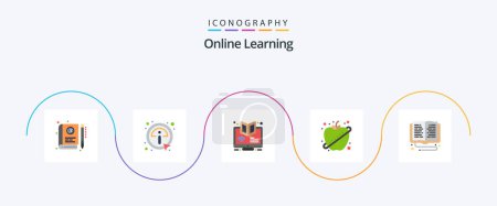 Illustration for Online Learning Flat 5 Icon Pack Including fitness. fruit. information. apple. online - Royalty Free Image