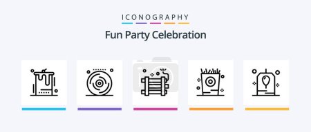 Illustration for Party Line 5 Icon Pack Including party. firework. club. sound. music. Creative Icons Design - Royalty Free Image