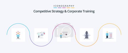 Ilustración de Competitive Strategy And Corporate Training Flat 5 Icon Pack Including expense. consumption. development. seminar. presentation - Imagen libre de derechos