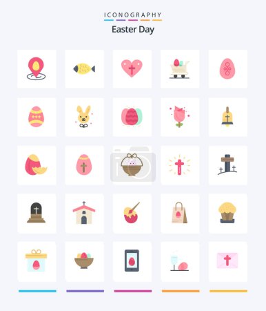 Téléchargez les illustrations : Creative Easter 25 Flat icon pack  Such As decoration. shopping. heart. easter. cart - en licence libre de droit