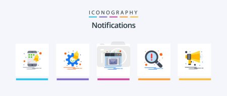 Illustration for Notifications Flat 5 Icon Pack Including notification. horn. notification. announcement. notification. Creative Icons Design - Royalty Free Image