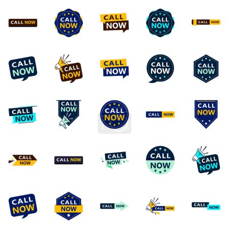 Téléchargez les illustrations : Call Now 25 High quality Typographic Elements to drive phone calls - en licence libre de droit