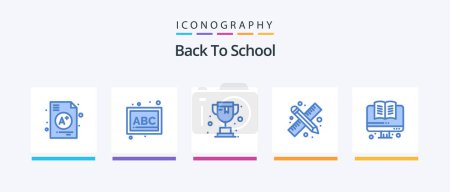 Illustration for Back To School Blue 5 Icon Pack Including back to school. online. online. work. drawing tools. Creative Icons Design - Royalty Free Image