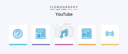 Illustration for Youtube Blue 5 Icon Pack Including essential. ui. app. basic. music. Creative Icons Design - Royalty Free Image