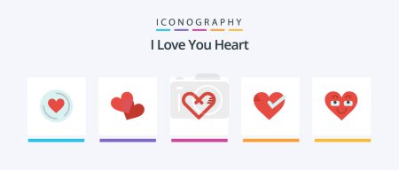 Téléchargez les illustrations : Heart Flat 5 Icon Pack Including heart. tick. like. good. love. Creative Icons Design - en licence libre de droit