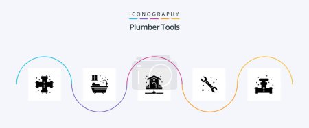 Ilustración de Plumber Glyph 5 Icon Pack Including mechanical. plumbing. house. plumber. water - Imagen libre de derechos