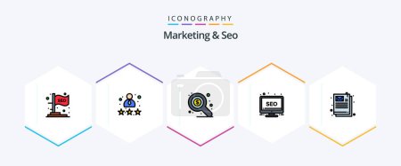 Illustration for Marketing And Seo 25 FilledLine icon pack including email. monitor. review. screen. desktop - Royalty Free Image