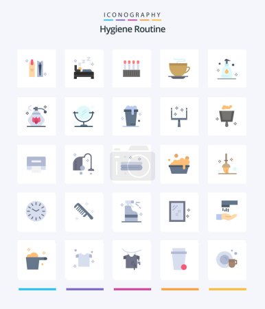 Téléchargez les illustrations : Creative Hygiene Routine 25 Flat icon pack  Such As cleaning. cup. cleaning. coffee. cotton - en licence libre de droit