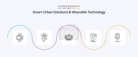Ilustración de Smart Urban Solutions And Wearable Technology Line 5 Icon Pack Including headset. vr. factory. technology. axis - Imagen libre de derechos