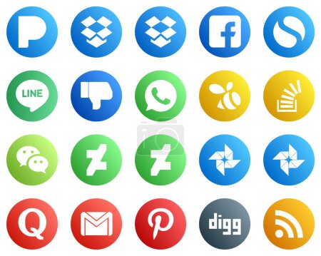 Ilustración de 20 Minimalist Social Media Icons such as deviantart. wechat. facebook. overflow and question icons. Unique and high definition - Imagen libre de derechos