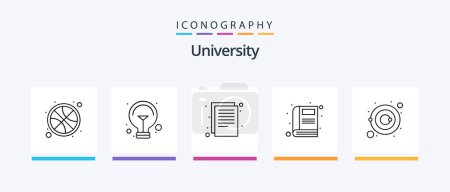 Ilustración de University Line 5 Icon Pack Including geography. paper. bulb. notes. documents. Creative Icons Design - Imagen libre de derechos