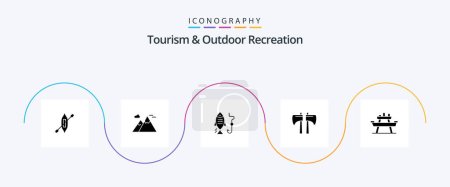 Illustration for Tourism And Outdoor Recreation Glyph 5 Icon Pack Including food. tool. fishing. lumberjack. axe - Royalty Free Image