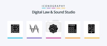 Téléchargez les illustrations : Digital Law And Sound Studio Glyph 5 Icon Pack Including internet. mixer. pressure. live. controller. Creative Icons Design - en licence libre de droit