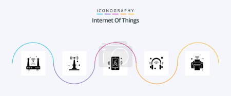Illustration for Internet Of Things Glyph 5 Icon Pack Including printer. internet. things. helpdesk. mobile - Royalty Free Image