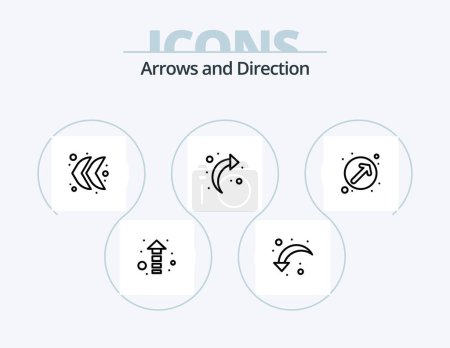 Ilustración de Arrow Line Icon Pack 5 Diseño de Icono. .. dirección. Arriba. flecha. rotar - Imagen libre de derechos