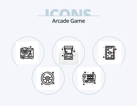 Téléchargez les illustrations : Arcade Line Icon Pack 5 Icon Design. jouer. contrôleur de jeu. Amusant. jouer. disjoncteur - en licence libre de droit