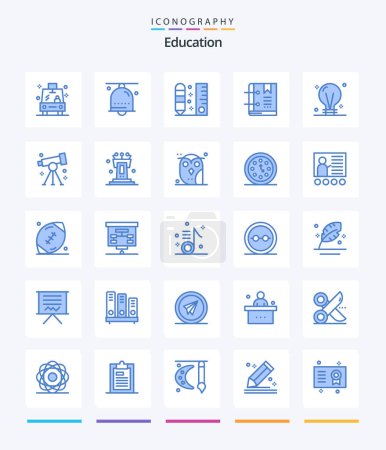 Ilustración de Creative Education 25 Azul icono paquete Tal como marcador. marcador. Llamada. Libro. gobernante - Imagen libre de derechos