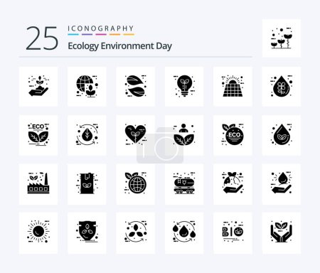 Illustration for Ecology 25 Solid Glyph icon pack including leaf. eco. world. bulb. nature - Royalty Free Image