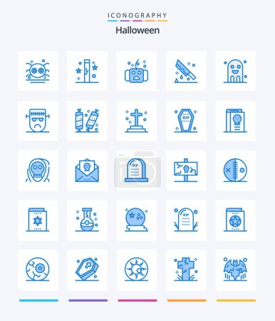 Ilustración de Creativo Halloween 25 azul icono paquete Tal como horror. Sangre. vacaciones. horror. Halloween. - Imagen libre de derechos