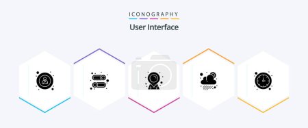 Illustration for User Interface 25 Glyph icon pack including . time. map. clock. sun - Royalty Free Image