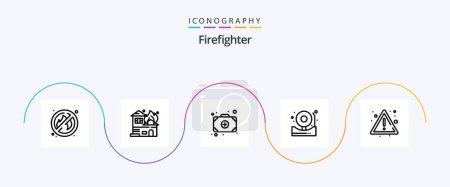 Illustration for Firefighter Line 5 Icon Pack Including sign. fire. add. alert. bell - Royalty Free Image