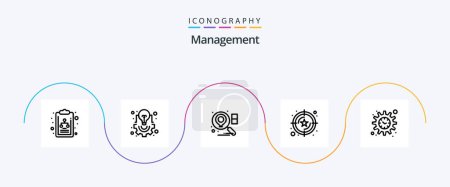 Illustration for Management Line 5 Icon Pack Including time. management. location. value. service - Royalty Free Image