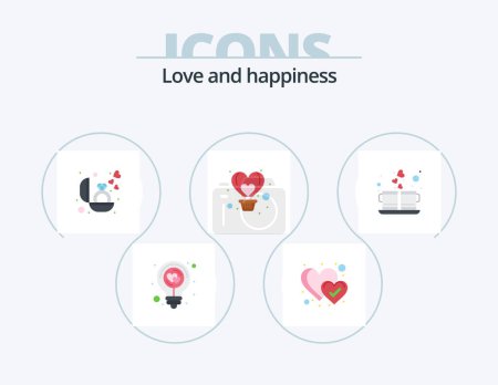 Illustration for Love Flat Icon Pack 5 Icon Design. coffee. heart. engagement. fly. air - Royalty Free Image