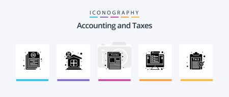 Illustration for Taxes Glyph 5 Icon Pack Including percent. invoice. property. device. taxes. Creative Icons Design - Royalty Free Image