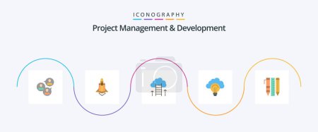 Ilustración de Project Management And Development Flat 5 Icon Pack Including focus. light. promote. idea. success - Imagen libre de derechos