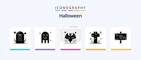 Illustration for Halloween Glyph 5 Icon Pack Including grave. cross. ghost. cemetery. halloween. Creative Icons Design - Royalty Free Image