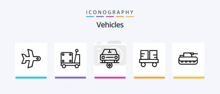 Téléchargez les illustrations : Vehicles Line 5 Icon Pack Including . canoe. scooter. Creative Icons Design - en licence libre de droit