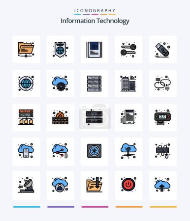 Ilustración de Creative Information Technology Paquete de iconos de 25 líneas como palo. Conduce. análisis. simétrico. criptografía - Imagen libre de derechos