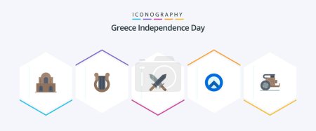 Ilustración de Greece Independence Day 25 Flat icon pack including old. chariot. nation. greece. shield - Imagen libre de derechos