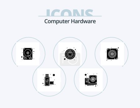 Ilustración de Computer Hardware Glyph Icon Pack 5 Icon Design. . fan. drive. device. switch - Imagen libre de derechos