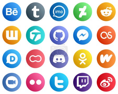 Illustration for 20 Stylish Social Media Icons such as mothers. disqus. wattpad. lastfm and facebook icons. Versatile and professional - Royalty Free Image