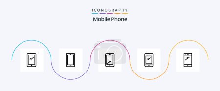 Téléchargez les illustrations : Pack Icône Ligne de téléphone mobile 5 y compris . - en licence libre de droit