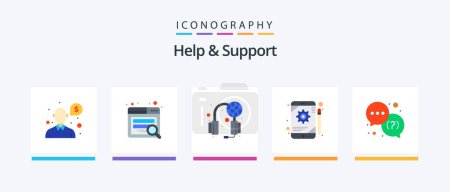 Illustration for Help And Support Flat 5 Icon Pack Including service. help. services. tablet. configuration. Creative Icons Design - Royalty Free Image